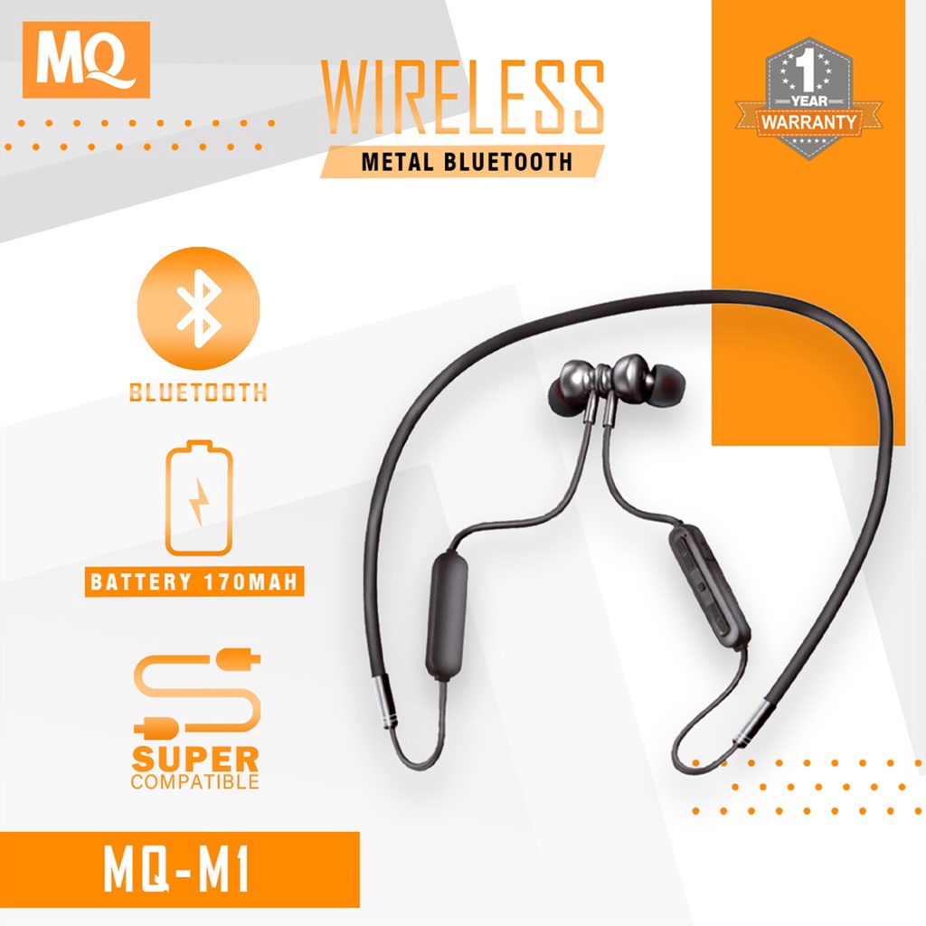 MQ Earphone In-Ear Wireless Bluetooth 4.2 Stereo Neckband Sport With Mic Volume Control MQ-M1