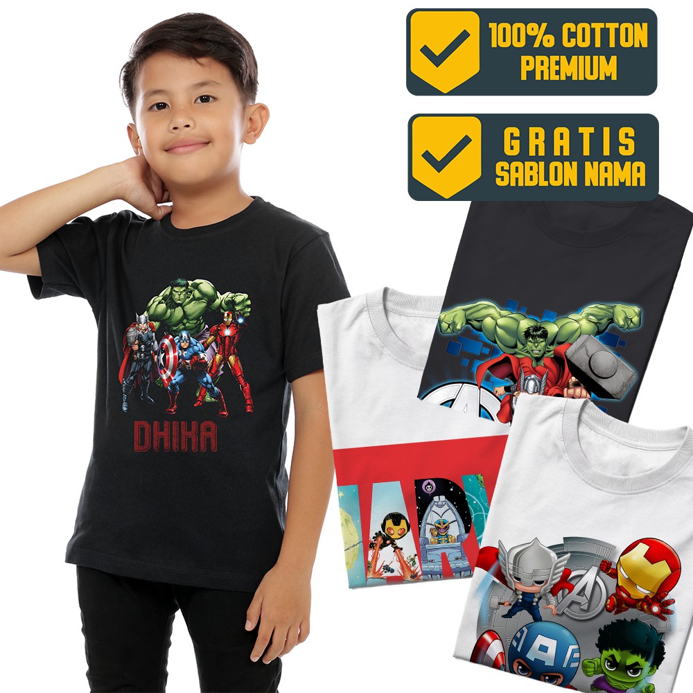 Kaos Anak Avenger Superhero Baju Couple Keluarga Sablon Nama