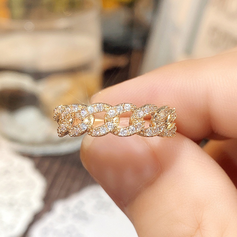 Fancyqube Cincin Jari Wanita Desain Bling Link Untuk Pesta Pernikahan