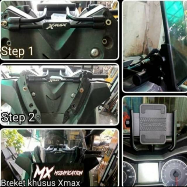 Paket breket dan holder hp yamaha Xmax