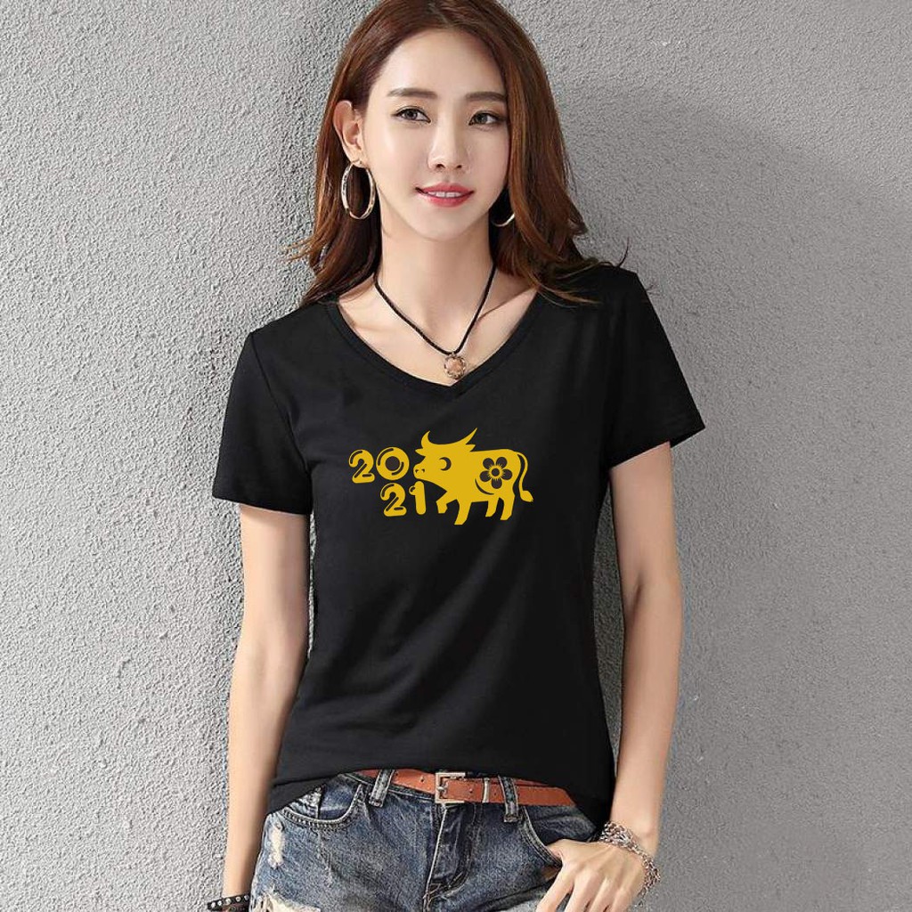 YOURSTYLE1119 - KAOS IMLEK/ KAOS WANITA VNECK GOLD COW/ KAOS TERLARIS / KAOS VNECK