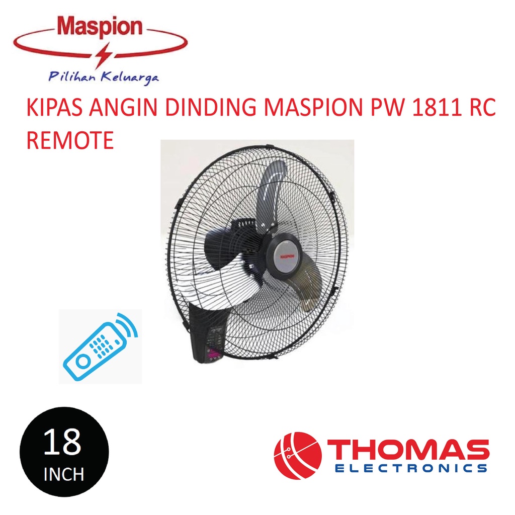 Kipas Angin Dinding Maspion Besi Remote PW 1811 RC Wall Fan Maspion