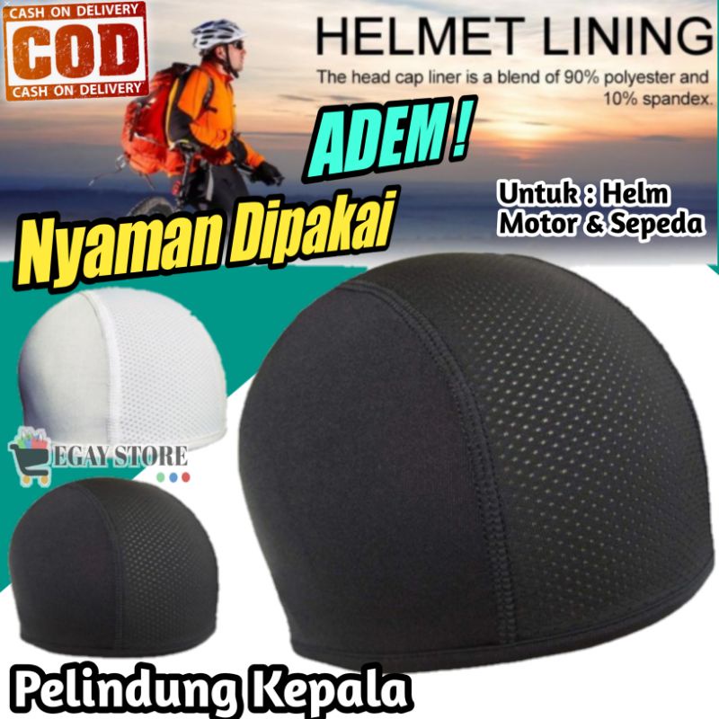 Kupluk Helm Motor Sepeda Beanie Hat Beany Head Topi Penutup Kepala Pria Wanita Head Rider Biker Anti Keringat Nyaman Adem Pelindung Saat Touring Hiking Snowboarding Gowes Speda