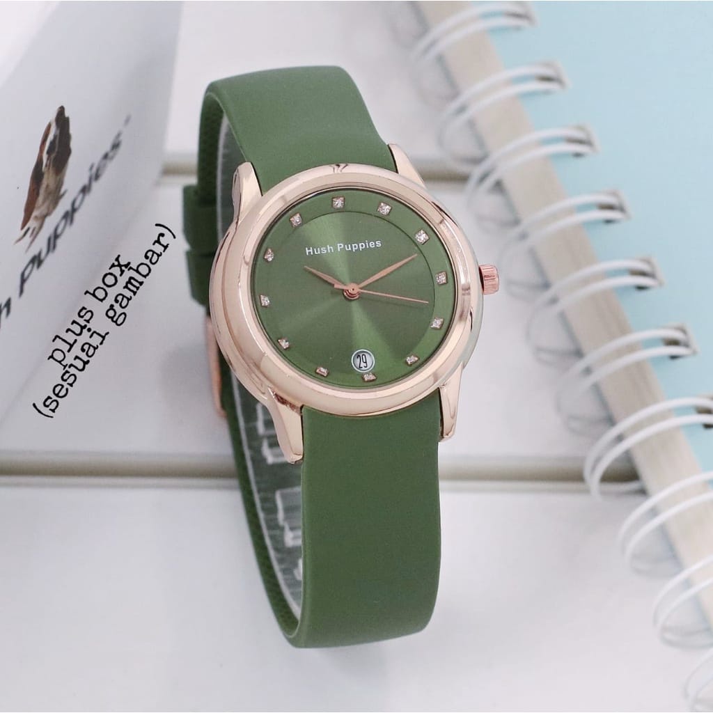 [DGS] Jam Tangan Wanita Hush Puppies Tali Rubber Ring Rosegold Tanggal Aktif murah