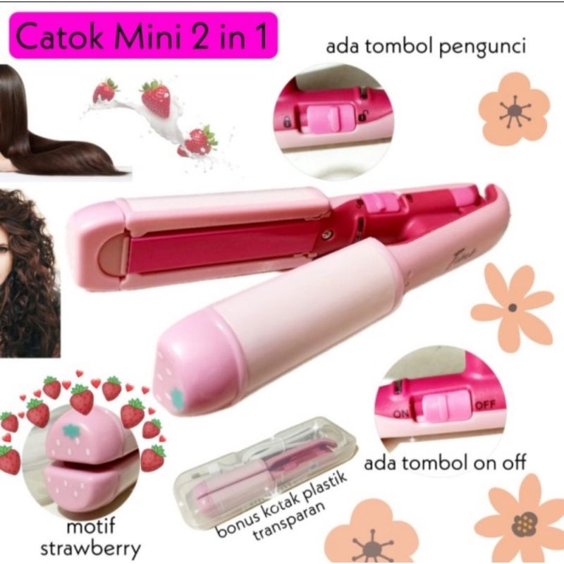 Catok Rambut Kriting Lurus Mini Pink