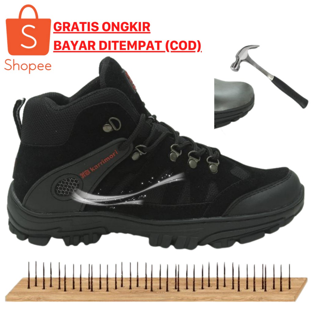 CUCI GUDANG!! Sepatu Lapangan Karimor Safety Boots Ujung Besi Sepatu Pria Keren Adventure Tracking Hiking Outdoor Gunung