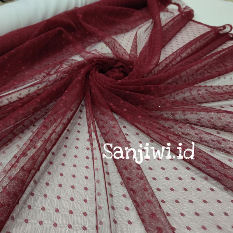 Kain Tile Polkadot/Kain Tille Dot/Soft Tulle-Maroon