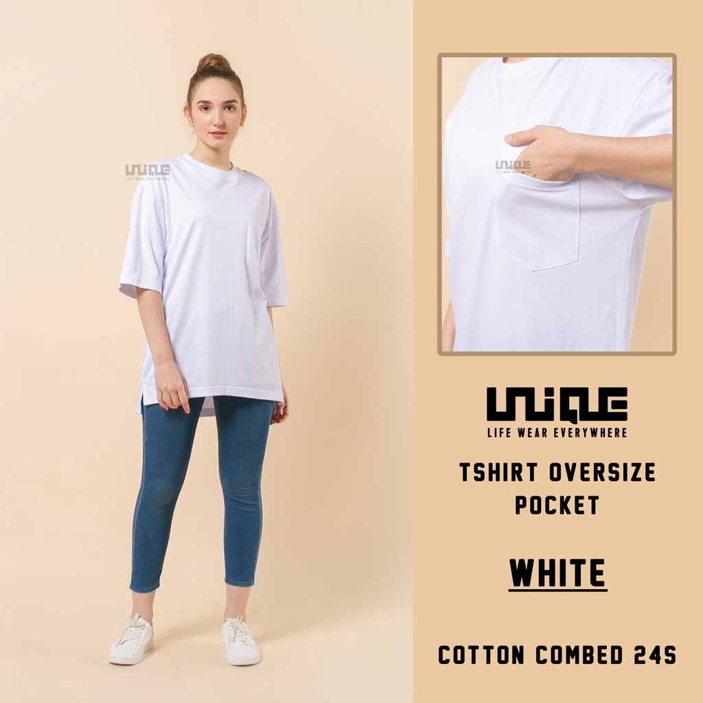 UNIQUE - (Pocket Series) Kaos Oversize Pocket White