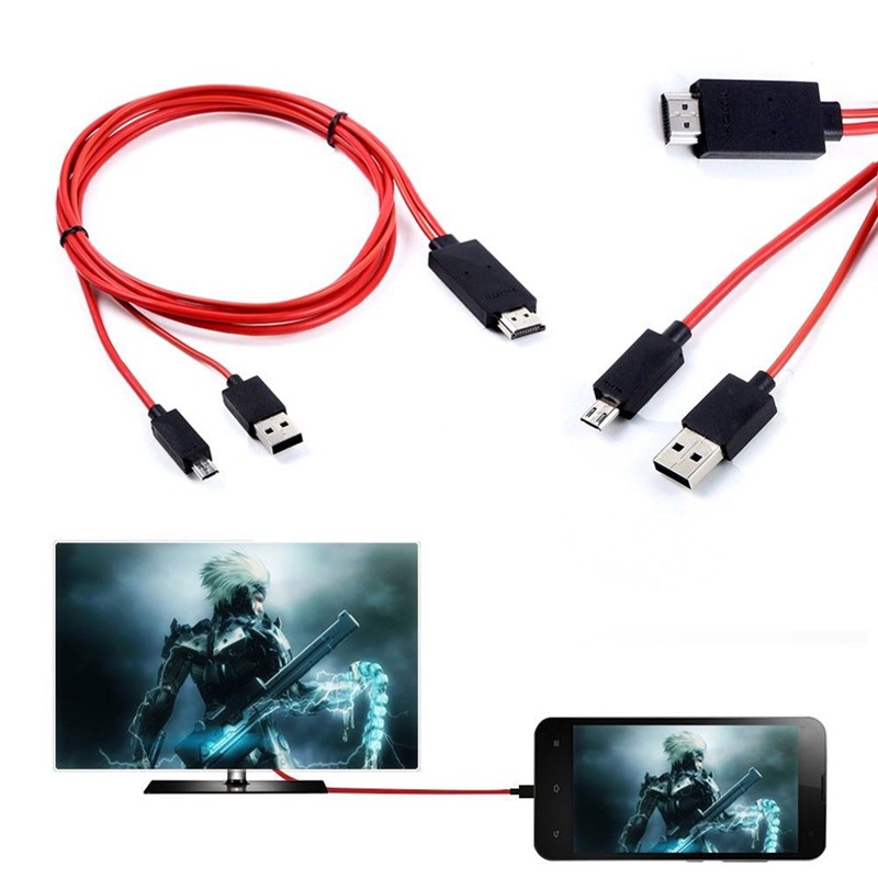 (LUCKID) Kabel Adapter Micro USB Ke HDMI 1080P HD TV Untuk Handphone Android