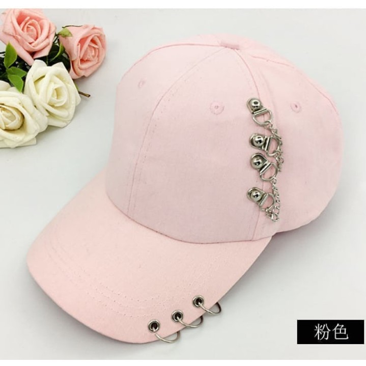 Topi Korean Style/Hip-Hop Topi Topi Keren Gaya Korea Rantai Besi Ring Baseball Cap