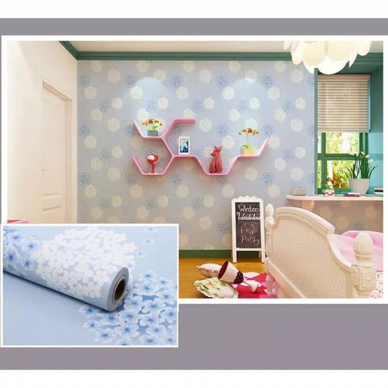 wallpaper stiker dinding BUNGA BIRU