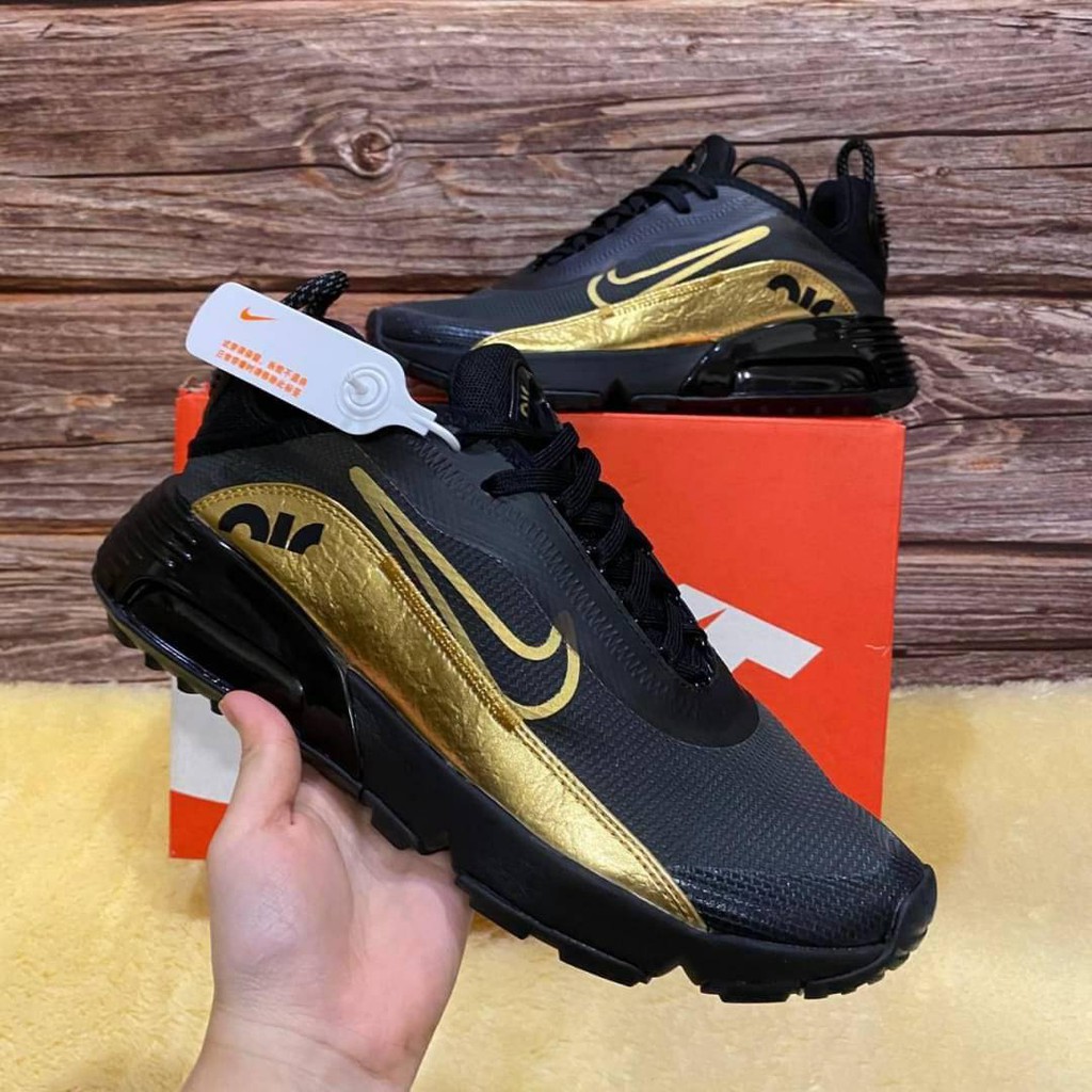 Sepatu Nike Air Max 2090 Black Metallic Gold Sneakers Pria Sneaker Lari Import Premium Original