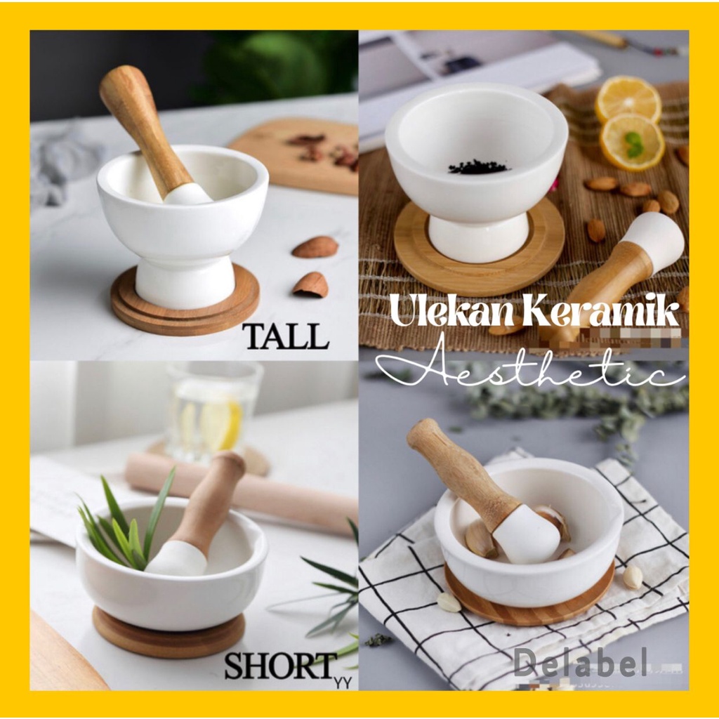 Ulekan Cobek Alu Estetic Nordic Style Bahan Keramik Ceramic Pestle and Mortar / Ulekan Estetik