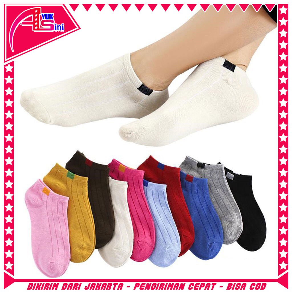 AS Kaos Kaki Polos 2 Warna Garis Pendek Semata Kaki Kaos Kaki Polos Fashion Ankle Cute Import