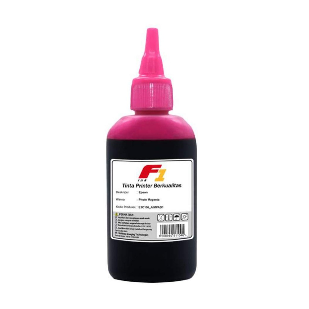 Tinta Premium Refill Dye Base Canon F1 CMYK Cyan Magenta Yellow Black Biru Merah Kuning Hitam 100ml