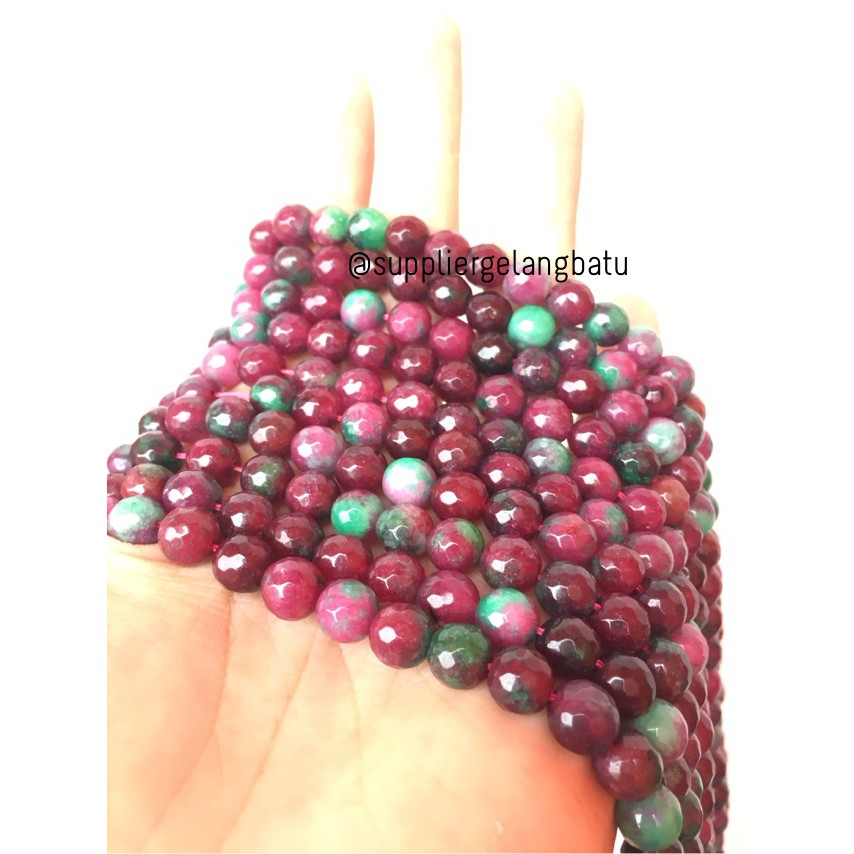 Natural TANZANIA 8mm CUTTING batu manik FACETED bead ruby red bracelet alam aksesoris pria wanita