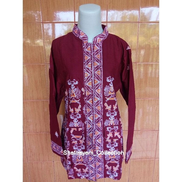 Baju Batik Banyuasin Merah Wanita / Baju Dinas Batik Banyuasin Wanita