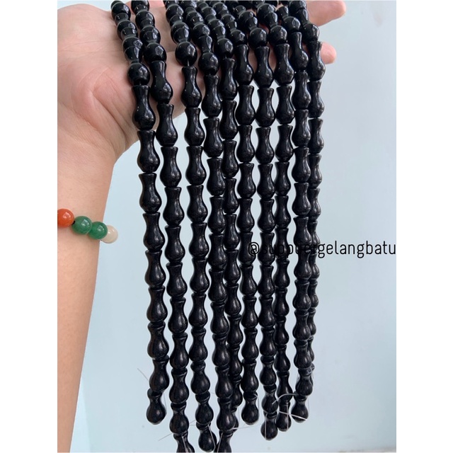 manik ujung kepala tasbih GUCI BLACK ONYX aksesori kalung gelang 10mm