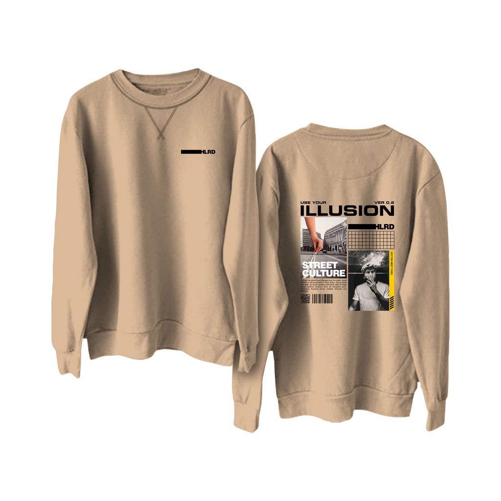 Holyrider Sweter Basic Illusion|| Crewneck sweatshirt sablon DTF  size M - XXL ( Pria &amp; Wanita )