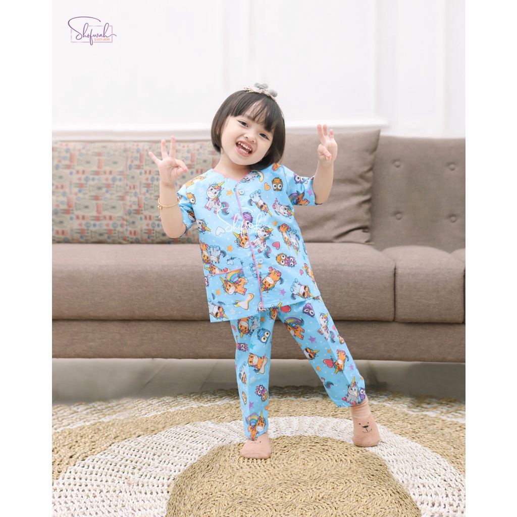 Piyama Yumiko by Shofwah | set piyama anak | baju tidur motif lucu