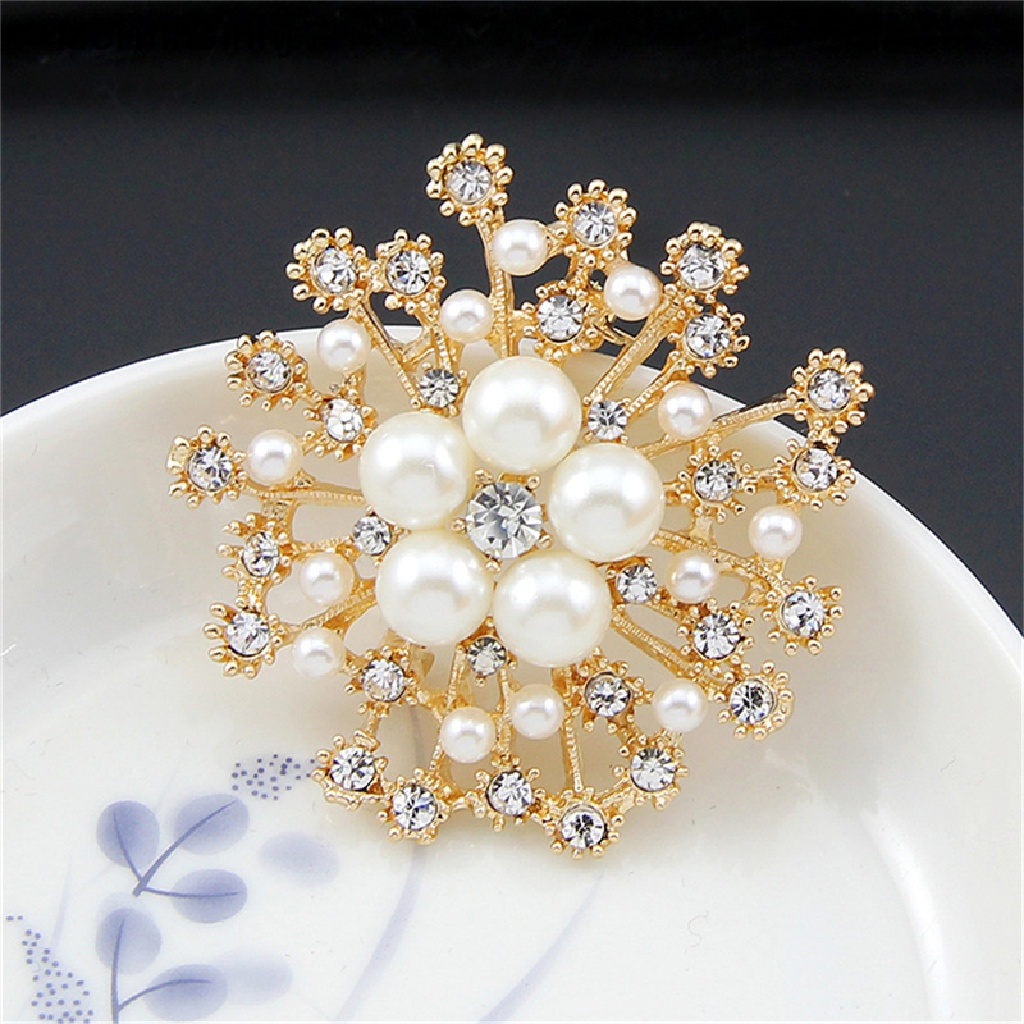 Mornin Hot Pearl Rhinestone Crystal Vintage Flower Brooch Pin Bros Untuk Wanita Hadiah id