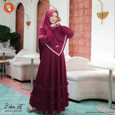 Zeba Set Syari (Dress + Syari) DRESS MUSLIM, baju wanita, baju gamis, dress, gamis, Baju gamis