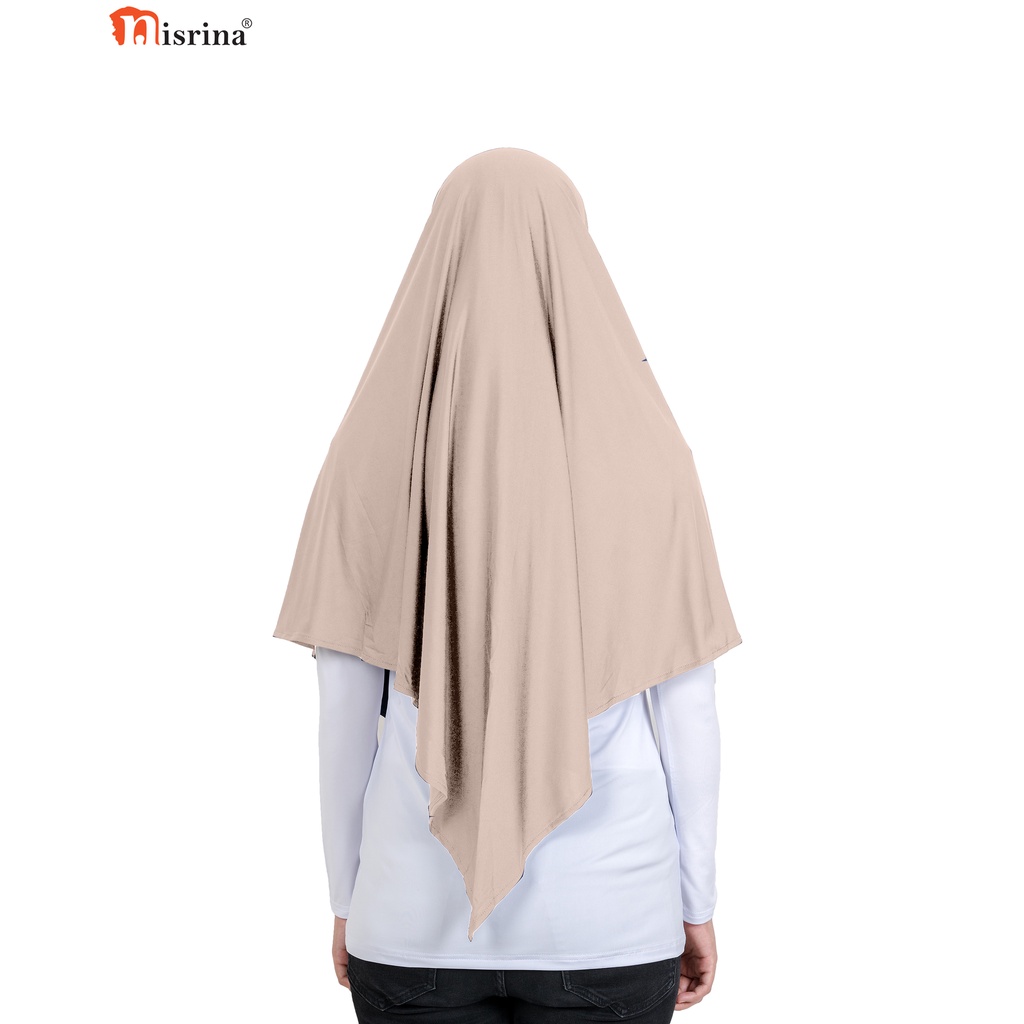 Nisrina Fashion Muslim Bergo Instan Polos Belah Tengah Paras M Lestari-Cream