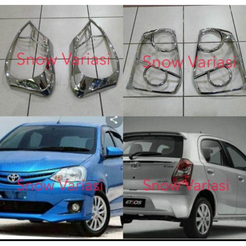 Paket Garnish Lampu Depan Belakang Toyota Etios Chrome