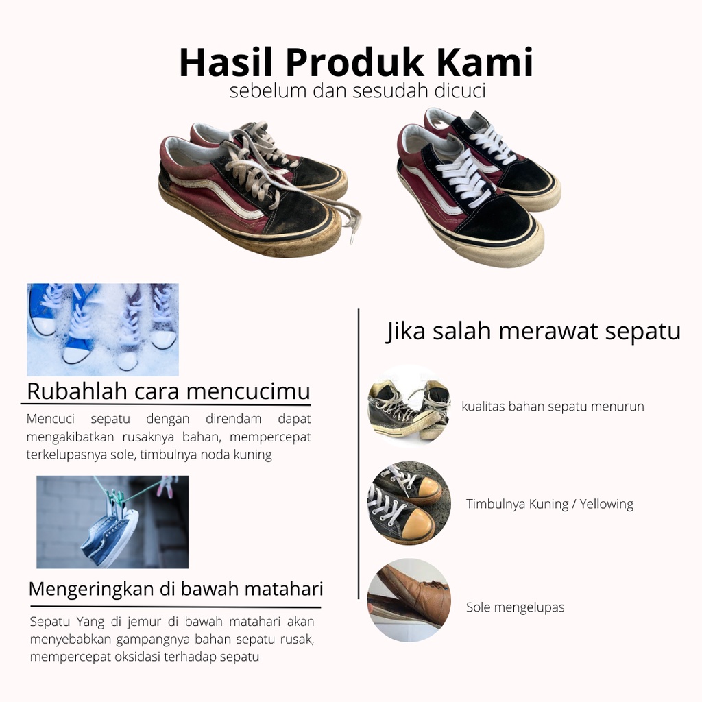 Sabun Cuci Pembersih Sepatu Shoes Cleaner 100 Ml Canvas Putih Kulit Leather Nubuck Taetaa Company