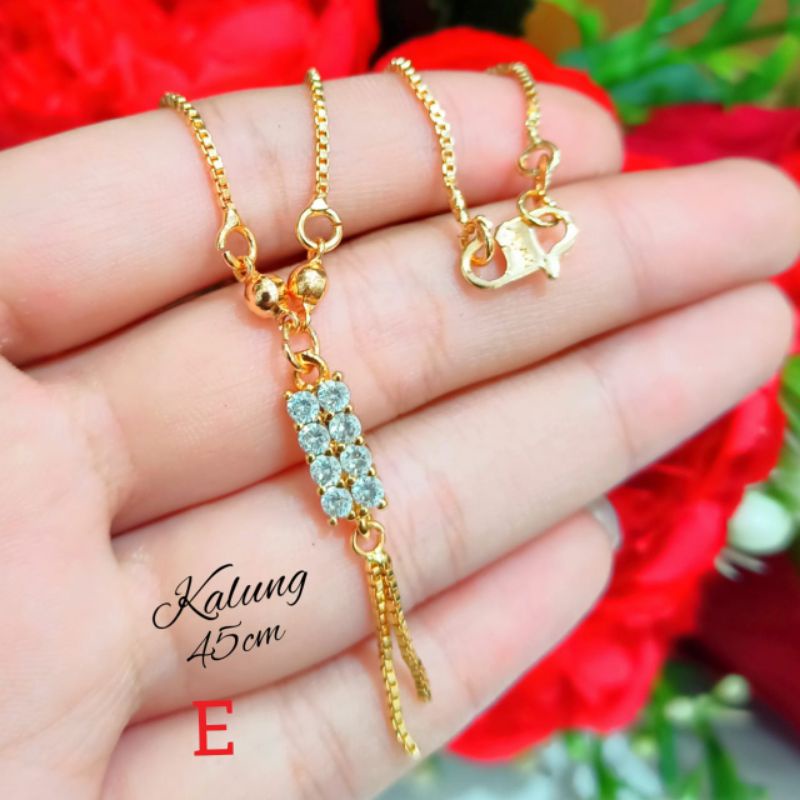 Kalung TITANIUM Koye Dewasa motif elegan anti karat lapis emas Korea