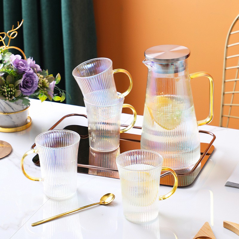 EL Teko Gelas Kaca Tray SET / Pitcher Kaca SET / Tempat Air dan Gelas Kaca Set