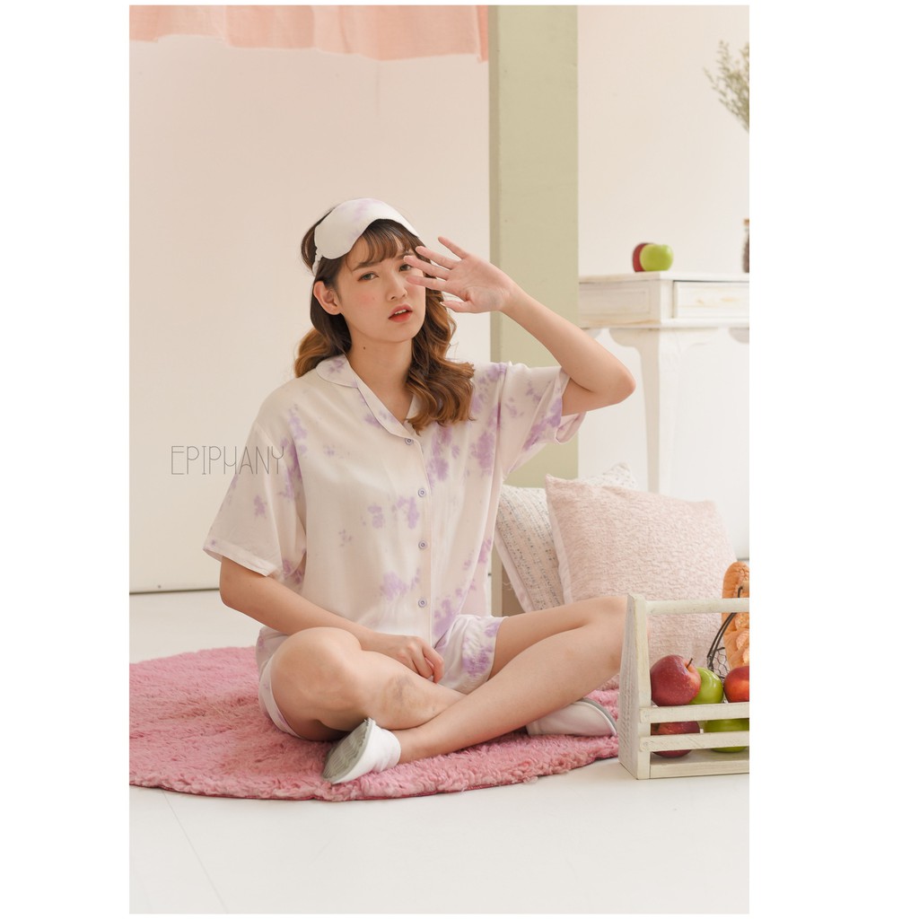 Borahae Short Short -Tie Dye Jumputan Lilac Lavender Ungu Baju Tidur Wear Epiphany