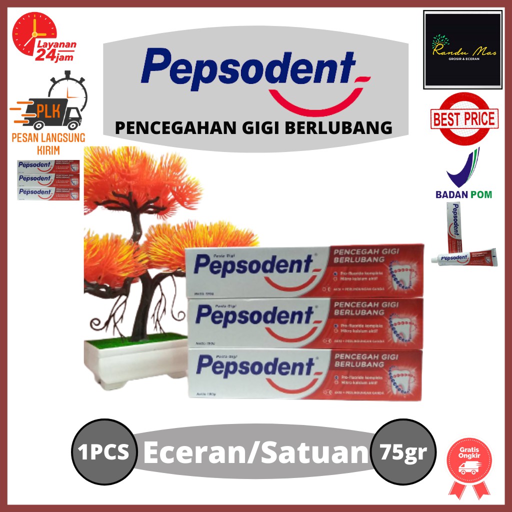 Pasta Gigi Pepsodent 75gr Pencegah Gigi Berlubang Toothpaste Whitening PastaGigi Pemutih Original