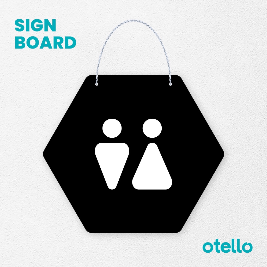 Otello Sign Icon Toilet Sign Board Acrylic Papan Gantung Label Akrilik Petunjuk Toko Modern Minimalist Kafe Restoran Kantor Gedung Cafe