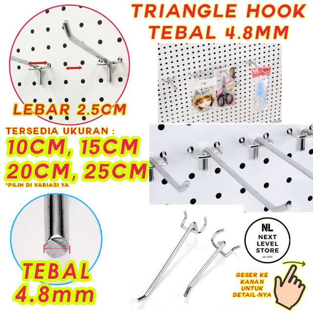 Triangle Hook Ram Tripod 10 15 20 25 CM Besi Stainless Cantolan Besi Tebal 5mm 4.8mm