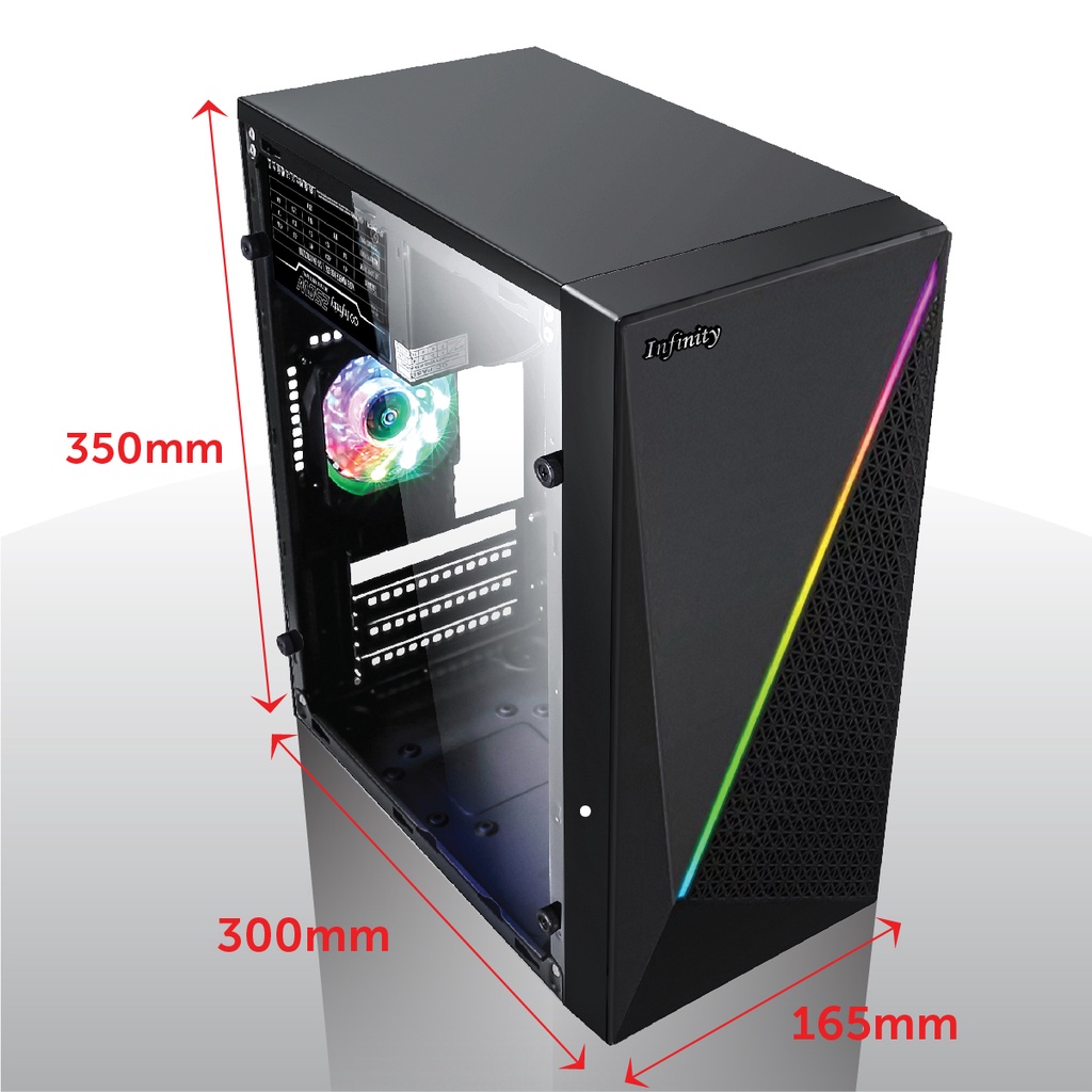 Gaming Case INFINITY F09 + PSU 250W | MATX RGB Front Casing INF-09