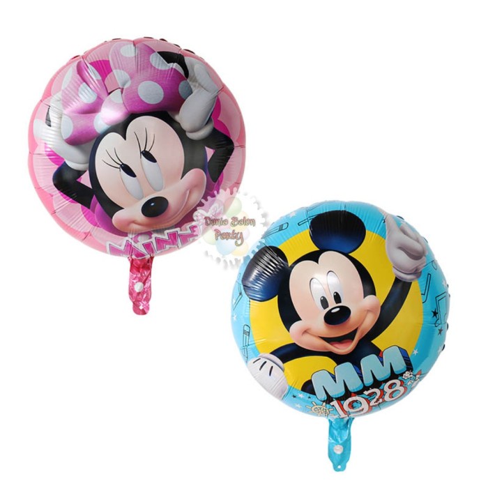 Balon Foil Bulat Mickey Minnie / Balon Mickey Mouse / Minnie Mouse