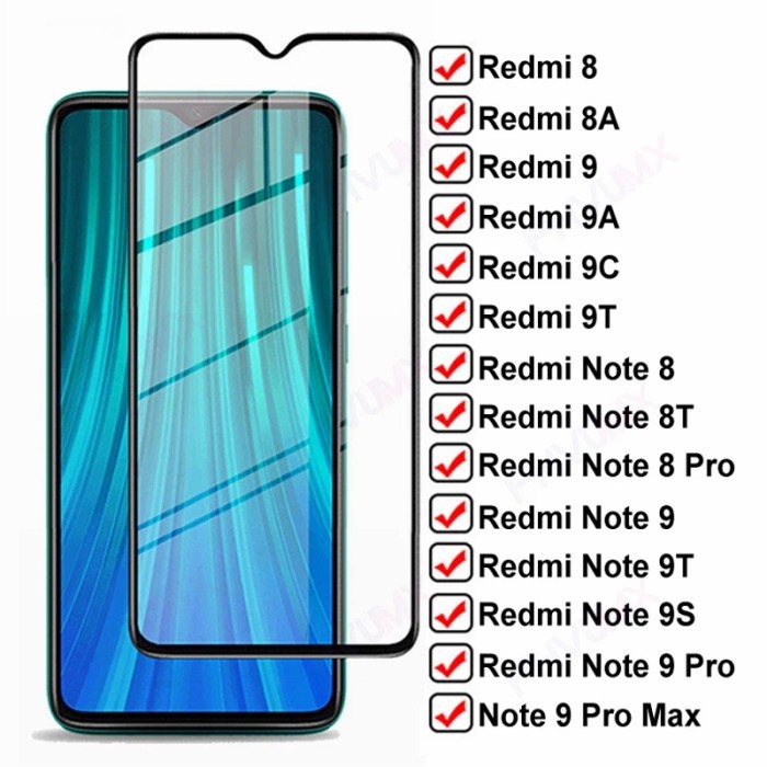 TEMPERED GLASS FULL LEM REDMI 9T FULL LEM 9D REDMI 9T