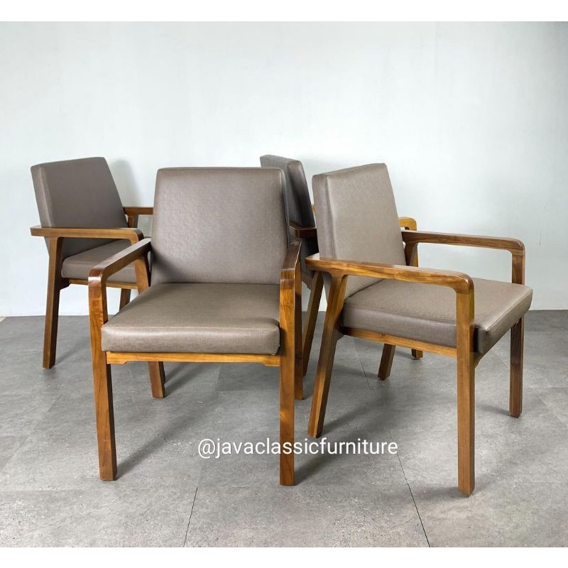 KURSI MAKAN JOK TERAS SANTAI SANDARAN BUSA LENGAN KAYU JATI ARMCHAIR FURNITURE JEPARA MEUBEL-3