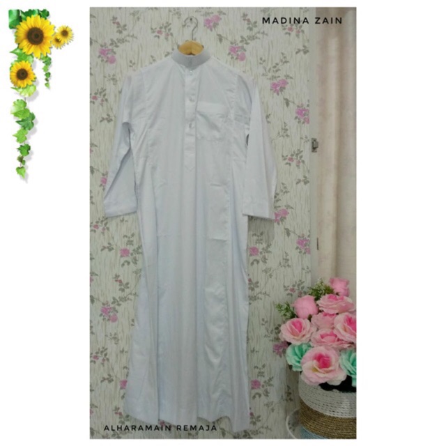 JUBAH AlHARAMAIN PUTIH SALUR REMAJA 40-48