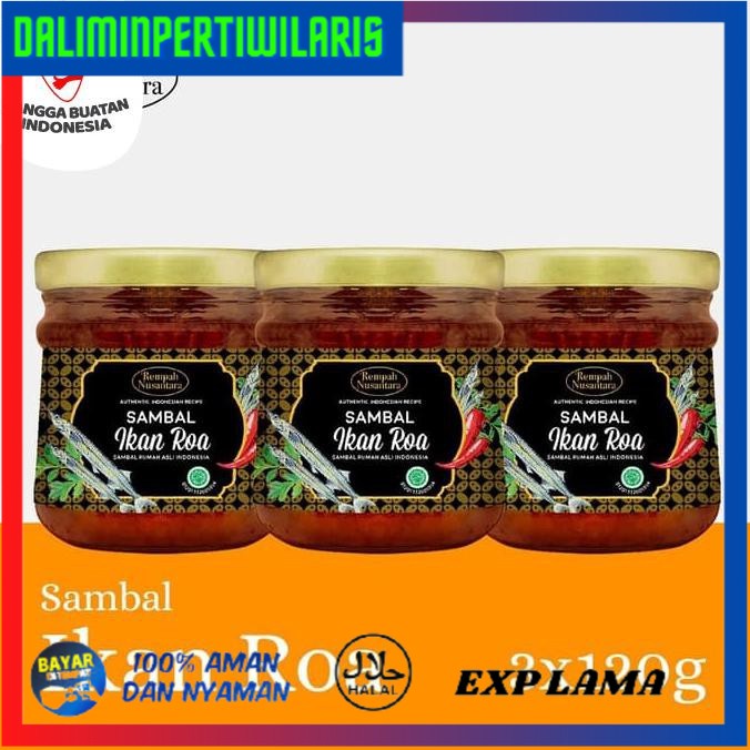 

[[BISA COD]] REMPAH NUSANTARA SAMBAL IKAN ROA 3 BOTOL JAR X 120GR TERMURAH Kode 664