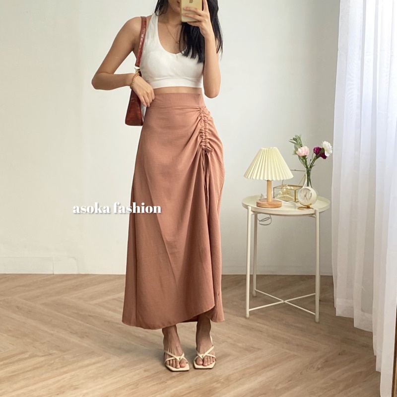 ASOKA Kalla Skirt 1105 - Rok Serut - Midi Maxi Skirt - Rok Serut Casual Korean Look