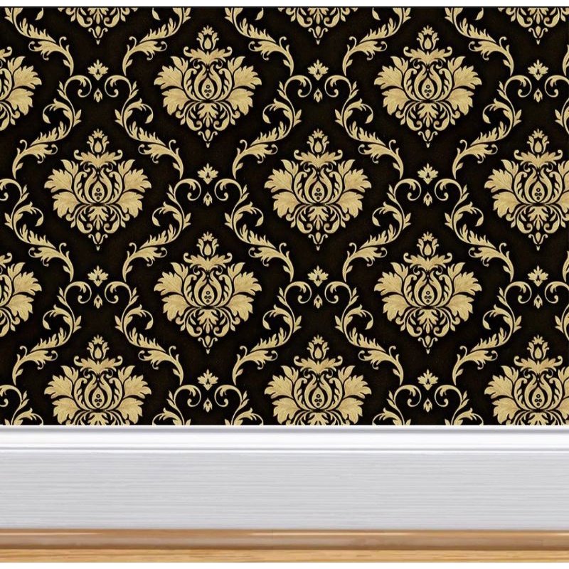 Wallpaper Sticker Dinding motif Batik Mas Hitam gh123/zy052