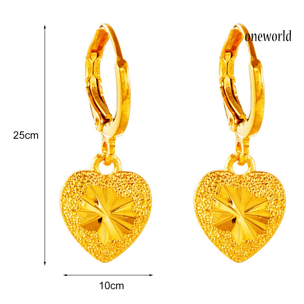 OW# 1 Pair Exquisite Simple Sweet Women Heart Dangle Earring Jewelry Accessory