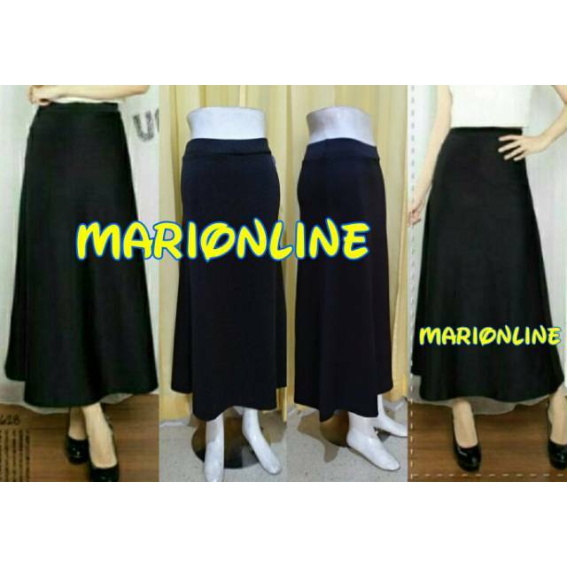  Rok  panjang  A line  hitam  scuba Shopee Indonesia