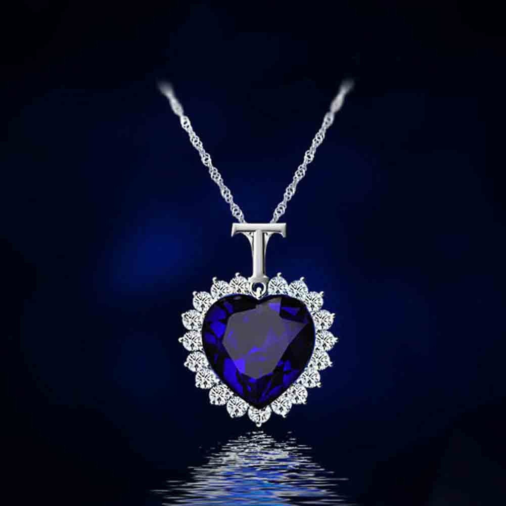 Women Fashion Blue Crystal Pendant Necklace Fashion Classic Jewelry