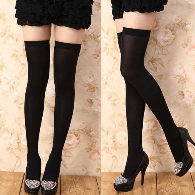 KAOS KAKI STOCKING SEPAHA HITAM BLACK PUTIH WHITE BEIGE OVERKNEE SOCKS OKSK