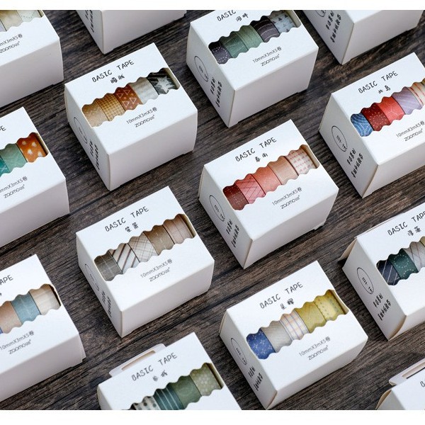 

[ SS 5 ] 5pcs/set Basic Washi Tape 10mmx3m Masking Tape Selotip kertas isolasi scrapbook