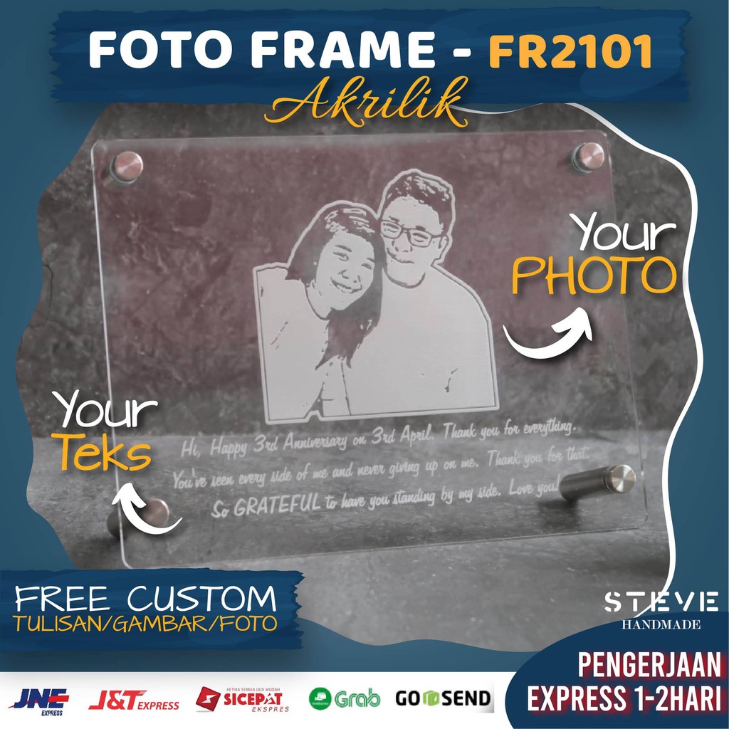 Photo Frame Acrylic / Akrilik Frame Foto FR2101 Custom Foto dan Nama Bingkai