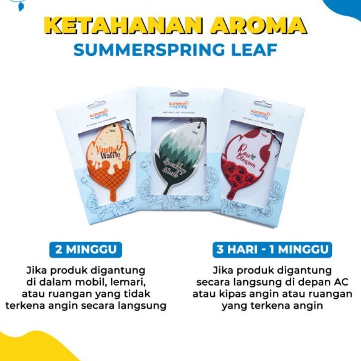 Pengharum Ruangan Aromaterapi Gantung Leaf Parfum Mobil Pewangi Kamar Mandi Tahan Lama Summer Spring